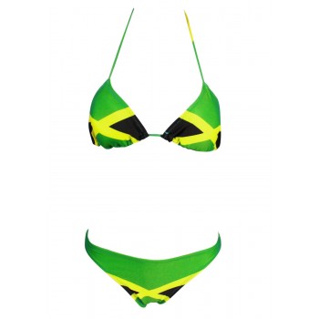 Women's Fashion Caribbean Jamaica Flag Bikini Swimsuit Swimwear